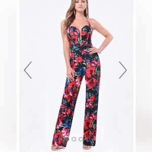 NWT Bebe x Naven Floral Halter Crisscross Jumpsuit 10